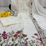 Chanderi Silk Embroidered Kurti Pant Dupatta Set