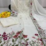 Chanderi Silk Embroidered Kurti Pant Dupatta Set