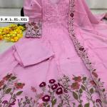 Chanderi Silk Embroidered Kurti Pant Dupatta Set