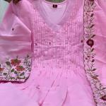 Chanderi Silk Embroidered Kurti Pant Dupatta Set