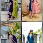 Vichitra Silk Embroidered Suit Set with Organza Dupatta (AF)