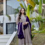 Vichitra Silk Embroidered Suit Set with Organza Dupatta (AF)