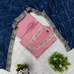 Vichitra Silk Embroidered Suit Set with Organza Dupatta (AF)