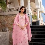 Chanderi Silk Butti A-Line Kurti Pant Dupatta Set