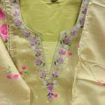 Chanderi Silk Butti A-Line Kurti Pant Dupatta Set