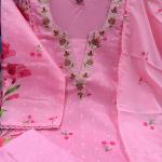 Chanderi Silk Butti A-Line Kurti Pant Dupatta Set