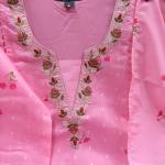 Chanderi Silk Butti A-Line Kurti Pant Dupatta Set