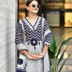 Zik Zek Handwork Jaipuri Cotton Kurti Pant Dupatta Set