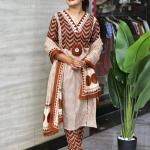 Zik Zek Handwork Jaipuri Cotton Kurti Pant Dupatta Set