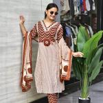 Zik Zek Handwork Jaipuri Cotton Kurti Pant Dupatta Set