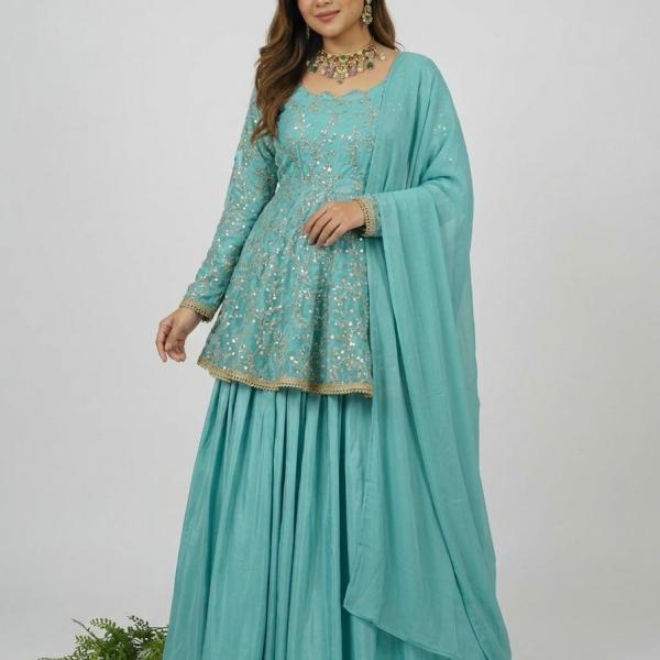 Designer Fandy Silk Kediyu Lehenga Set with Dupatta (MC)