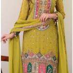 Pista Shanti Chinon Anarkali Kurti Palazzo Set with Dupatta