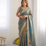Moss Silk Butti Saree with Blouse (TF)