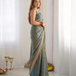 Moss Silk Butti Saree with Blouse (TF)