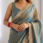 Moss Silk Butti Saree with Blouse (TF)