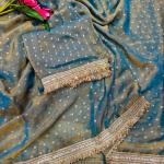 Moss Silk Butti Saree with Blouse (TF)