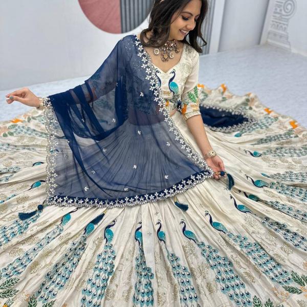 Designer Tissue Silk Wedding Lehenga Choli Set with Dupatta