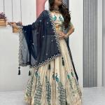 Designer Tissue Silk Wedding Lehenga Choli Set with Dupatta
