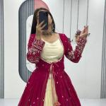 Designer Indo-Western Lehenga Set with Embroidered Shrug