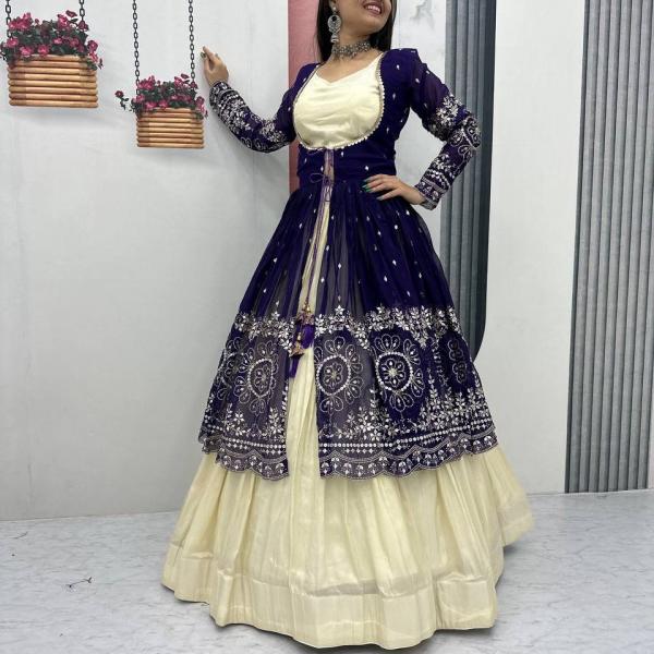 Designer Indo-Western Lehenga Set with Embroidered Shrug