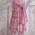 Ruhi Jaipuri Cotton Anarkali Kurti Pant Dupatta Set (AK)