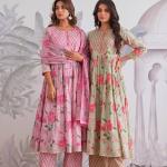 Ruhi Jaipuri Cotton Anarkali Kurti Pant Dupatta Set (AK)