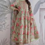 Ruhi Jaipuri Cotton Anarkali Kurti Pant Dupatta Set (AK)