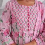 Ruhi Jaipuri Cotton Anarkali Kurti Pant Dupatta Set (AK)