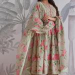 Ruhi Jaipuri Cotton Anarkali Kurti Pant Dupatta Set (AK)