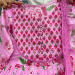Ruhi Jaipuri Cotton Anarkali Kurti Pant Dupatta Set (AK)