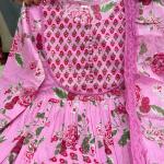 Ruhi Jaipuri Cotton Anarkali Kurti Pant Dupatta Set (AK)