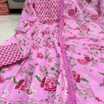 Ruhi Jaipuri Cotton Anarkali Kurti Pant Dupatta Set (AK)