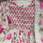 Ruhi Jaipuri Cotton Anarkali Kurti Pant Dupatta Set (AK)