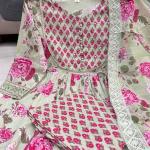 Ruhi Jaipuri Cotton Anarkali Kurti Pant Dupatta Set (AK)